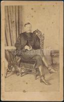 cca 1860 Gróf tolnai Festetich György (1815-1883) politikus fotója, keményhátú fotó Mayer György pesti műterméből, a hátoldalán pecséttel jelzett, feliratozva, a felületén folttal, 10×6 m