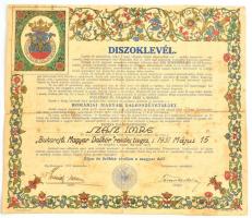 1931 A Romániai Magyar Dalosszövetség alapító oklevele egy tag nevére kiállítva. Hajtva. 33x37 cm