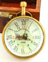 Lever Railway Regulator vasúti nagyítós gomb óra. 17 köves, jelzett, 8 napos szerkezettel. Működő, szép állapotban, fa dobozban / Railway regulator magnified orb watch in wooden box. d:52mm