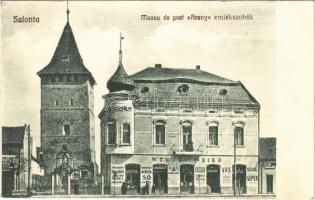 Nagyszalonta, Salonta; Arany emlékszobák múzeum, Wessely és Bíró üzlete, torony / museum, shops, tower + "1940 Nagyszalonta visszatért" So. Stpl