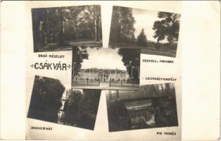 Csákvár, Esterházy kastély, erdő, fenyves a parkban, Geszner ház, Kis vízesés. photo