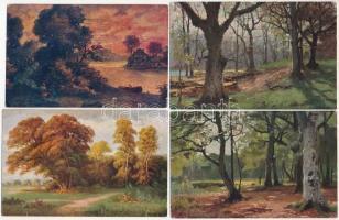 11 db RÉGI tájképes motívumlap, művészlap / 11 pre-1945 landscape art postcards