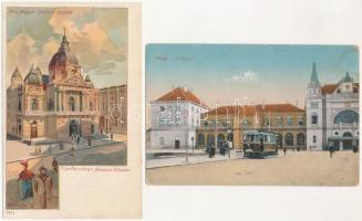 Pécs - 4 db RÉGI városképes lap / 4 pre-1945 town-view postcards