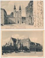 4 db RÉGI magyar városképes lap: Sopron, Kecskemét, Kőszeg / 4 pre-1945 Hungarian town-view postcards