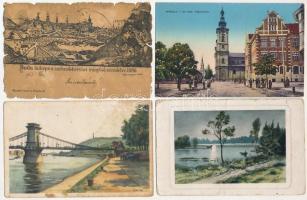 8 db RÉGI magyar városképes lap, közte 2 modern / 8 pre-1945 Hungarian town-view postcards, including 2 MODERN cards