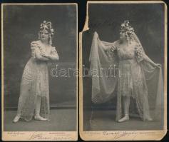 cca 1911 Koós Margit táncos, az Opera-ház táncosának 3 db keményhátú fotója, Bp., Szenes (2 db), Erd...