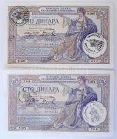 Jugoszlávia 1920-1929. 100D (5x), ebből 4x Karageorge, 1x I. Sándor vízjellel, közte egy hamis felül...