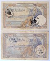 Jugoszlávia 1920-1929. 100D (5x), ebből 4x Karageorge, 1x I. Sándor vízjellel, közte egy hamis felül...