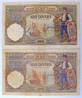 Jugoszlávia 1920-1929. 100D (5x), ebből 4x Karageorge, 1x I. Sándor vízjellel, közte egy hamis felül...