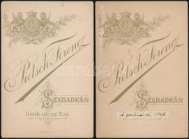cca 1896 Szabadkai részletek, 4 db keményhátú fotó, Pietsch Ferencz műterméből, részben sérült, 15x1...