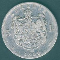 Románia 1880. 5L Ag variáns "név a nyak alatt" T:3 ph.