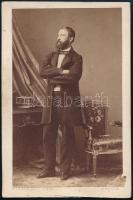 cca 1860 Klapka György (1820-1892) honvédtábornok, helyettes hadügyminiszter, keményhátú kabinetfotó Disderi párizsi műterméből, 8,5x5 cm