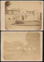 cca 1900 A tuzséri Lónyay-kastély 2 db fotója, fotó kartonon, a hátoldalon feliratozva, 11x15 cm és 11x15,5 cm