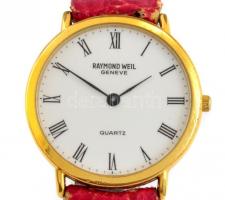 Raymond Weil 18K aranyozott óra, kvarc, működik, jelzett, bőr szíja enyhén kopottas, üveglapon karcolások, d: 3 cm