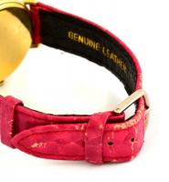 Raymond Weil 18K aranyozott óra, kvarc, működik, jelzett, bőr szíja enyhén kopottas, üveglapon karco...