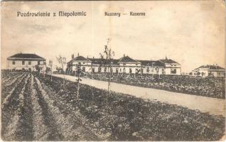 Niepolomice, Koszary / Kaserne / military barracks + K.u.K. Infanterieregiment No. 69. 1. Arbeiter-Abteilung
