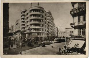 1949 Cairo, street view, tram, automobles, shops (Rb)