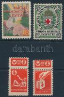 1910-1914 4 db különféle Vöröskereszt segélybélyeg / 4 different charity stamps