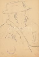 Schönberger Armand (1885-1974): Sapkás férfi portréja. Kétoldalas mű, hátoldalán kalapos férfi portr...