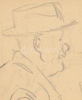 Schönberger Armand (1885-1974): Sapkás férfi portréja. Kétoldalas mű, hátoldalán kalapos férfi portr...