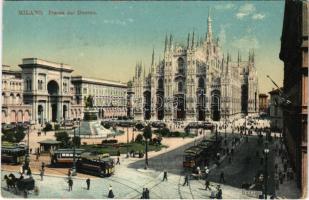 Milan, Milano; Piazza del Duomo / square, street view, trams, cathedral (EK)