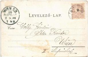 1898 (Vorläufer) Kaposvár, Fő utca, Cs. és kir. laktanya, Korona utca, Geiszler Nep. János üzlete. G...