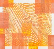 Geisler, Stephan (1968-): Narancs kompozíció. Vegyes technika, papír, jelzett. Üvegezett fa keretben...