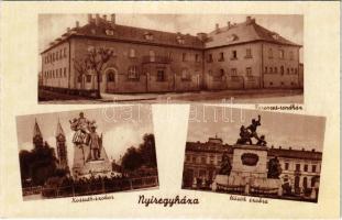 Nyíregyháza, Kossuth szobor, Ferences rendház, Hősök szobra
