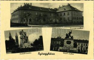 Nyíregyháza, Kossuth szobor, Ferences rendház, Hősök szobra