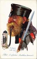 Soldat dinfanterie (landsturm bavarois) / WWI German military art postcard, Bavarian infantry soldier. Visé Paris No. 36. Leurs Caboches s: Em. Dupuis (EK)