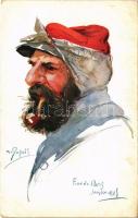 Fourele / WWI French military art postcard, soldier. Visé Paris No. 9. Nos Poilus s: Em. Dupuis (EK)