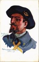 Hartmannskopfweiler / WWI French military art postcard, alpine hunter. Visé Paris No. 8. Nos Poilus s: Em. Dupuis (EK)