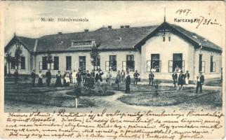 1907 Karcag, M. kir. földmíves iskola. Gerenday és Társa kiadása (EK)