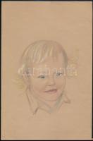 Jelzés nélkül: Gyerekportré. Ceruza/pasztell, papír, 29,5x19,5 cm