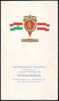 1955 Magyarország-Ausztria nemzetek közötti labdarúgó-mérkőzés díszvacsorája. Margitszigeti Nagyszálló, 1955. október hó 16-án 19 órakor. Menükártya az aranycsapat korszakából, a 100. magyar- osztrák találkozó alkalmából!
