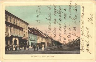 1907 Beszterce, Bistritz, Bistrita; Holzgasse / Fa utca, Vidéki takarékpénztár. Theodor Botschar kiadása / street, savings bank (EK)