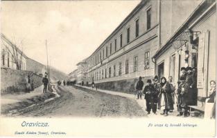 Oravica, Oravita; Fő utca, honvéd laktanya. Káden József kiadása / main street, military barracks