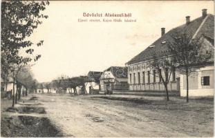 1913 Alsószeli, Dolné Saliby; Újsori részlet, utca, Kajos földbirtokos háza / street, villa