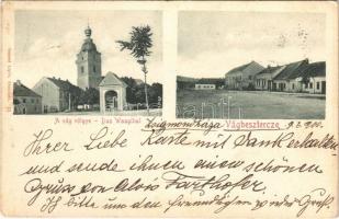 1902 Vágbeszterce, Povazská Bystrica (Tátra, Tatry); Vág völgye, tér, templom. Gansel Lipót 51. / Váh valley, church, square