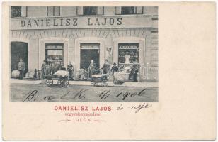 1905 Igló, Zipser Neudorf, Spisská Nová Ves; Danielisz Lajos vegyeskereskedése, üzlet / shop (EK)