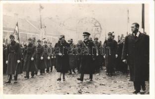 1938 Kassa, Kosice; bevonulás, Horthy Miklós és Purgly Magdolna / entry of the Hungarian troops, Horthy with his wife + "1938 Kassa visszatért" So. Stpl