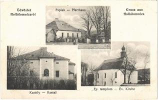 1921 Hollólomnic, Holumnica; Evangélikus templom, paplak, kastély / church, rectory, castle
