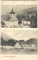 1911 Nagyladna, Velká Lodina; templom és parókia, utca / church and parish, street