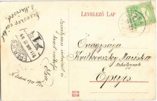 1911 Nagyladna, Velká Lodina; templom és parókia, utca / church and parish, street