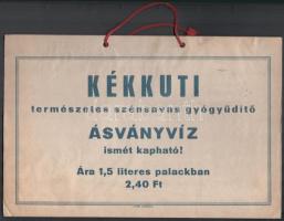 cca 1920-1940 Kékkúti természetes szénsavas gyógyüdítő ásványvíz karton reklámos táblája, Bp., Athenaeum-ny., 21x32 cm közötti méretben
