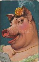 Énekes malac hölgy / Pig lady singing. T.S.N. Serie 789. s: Arthur Thiele