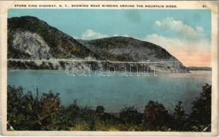 Storm King Highway (New York), showing road winding around the mountain sides (EB)