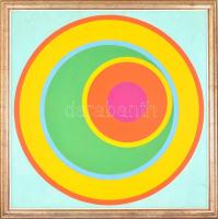 Orosz Gellért (1919-2002): 3+2, 1979. Akril, farost, jelzett. Hátoldalán autográf felirattal és Képc...