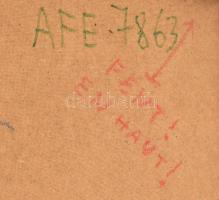 Orosz Gellért (1919-2002): 3+2, 1979. Akril, farost, jelzett. Hátoldalán autográf felirattal és Képc...