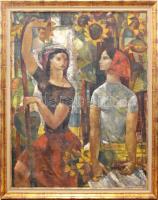 Marczell György (1897-1979): Napra-forgók, 1967. Olaj, vászon, jelzett. Restaurált, bal szélén kiseb...